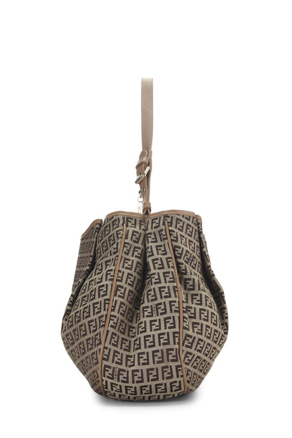 Fendi, sac à bandoulière Zucchino marron d'occasion, grand modèle, marron