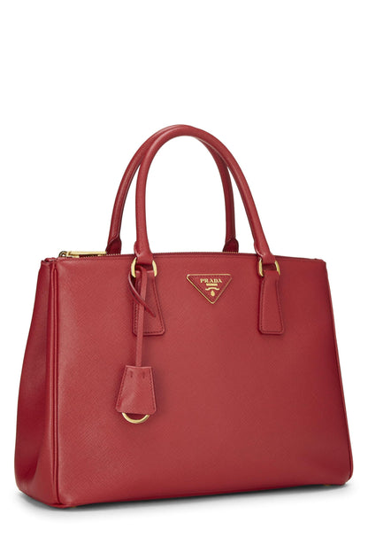 Prada, sac fourre-tout Galleria rouge Saffiano de taille moyenne, d'occasion, rouge