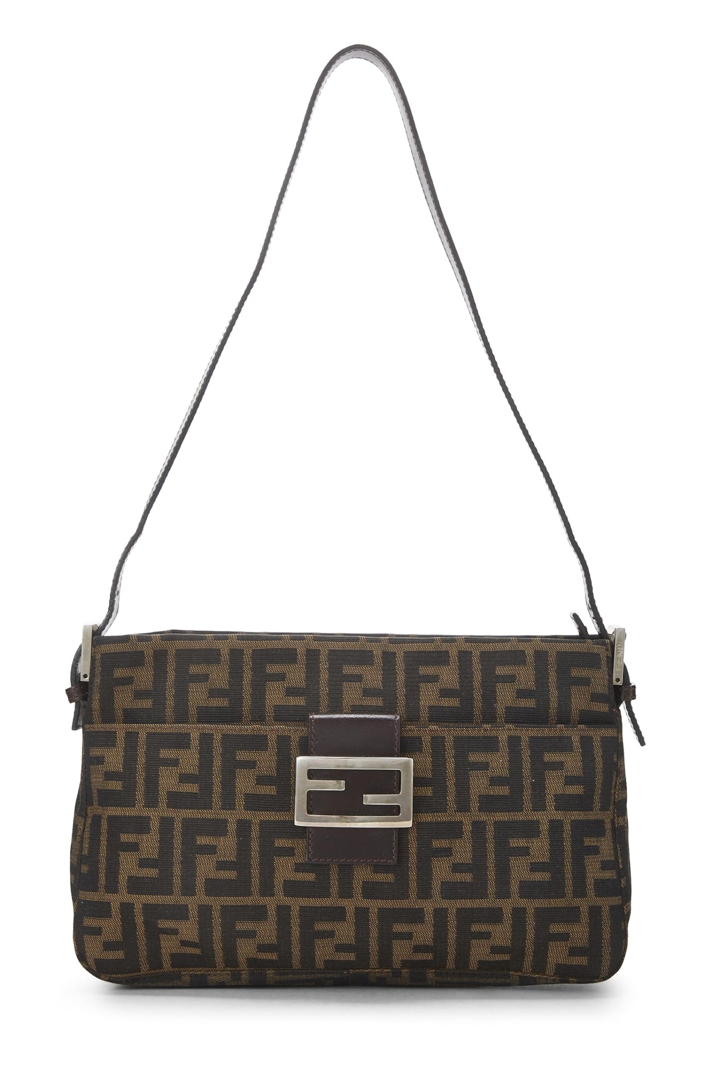 Fendi, sac à bandoulière en toile marron Zucca d'occasion, marron