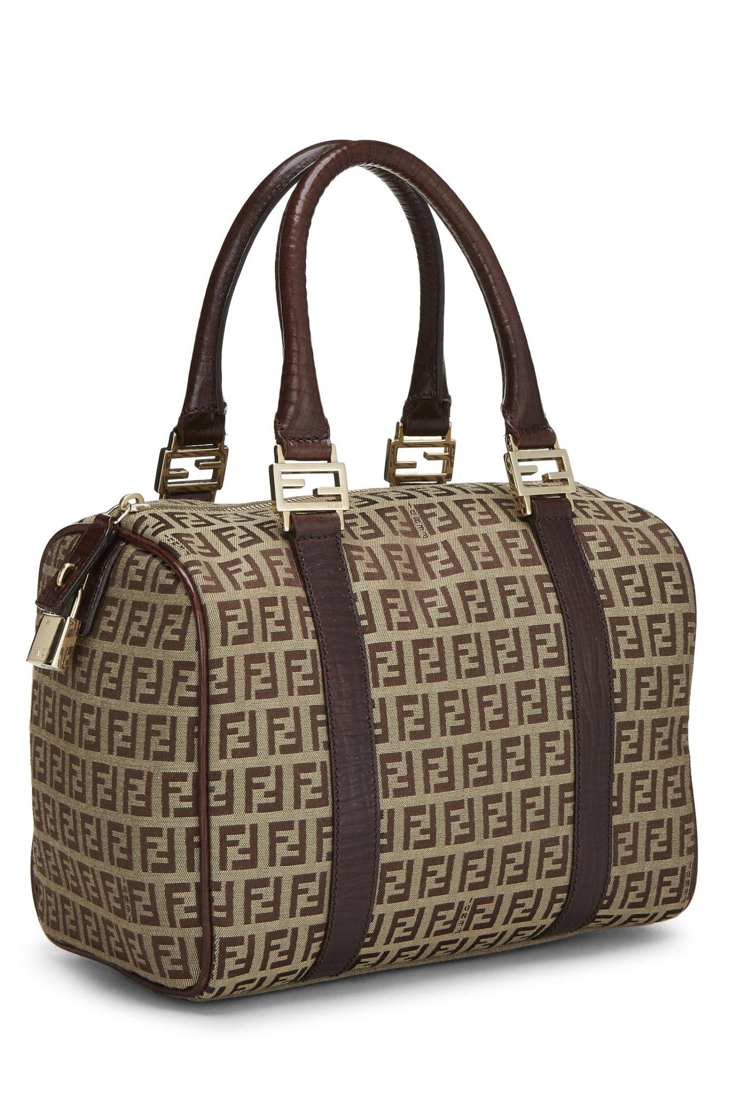 Fendi, Boston en toile enduite marron zucchino d'occasion, marron