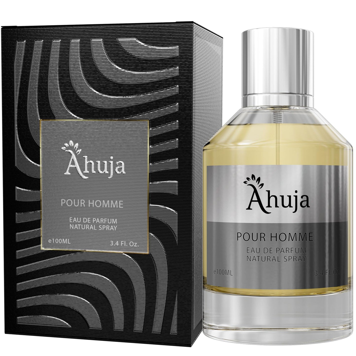 AHUJA Pour Homme Eau de Parfum para hombre 3.4 fl oz - Fragancia para hombre - Perfume duradero para hombre Original Citrus &amp; Fruity Symphony Cologne para hombre - Regalo de aroma de lujo para hombre EDP