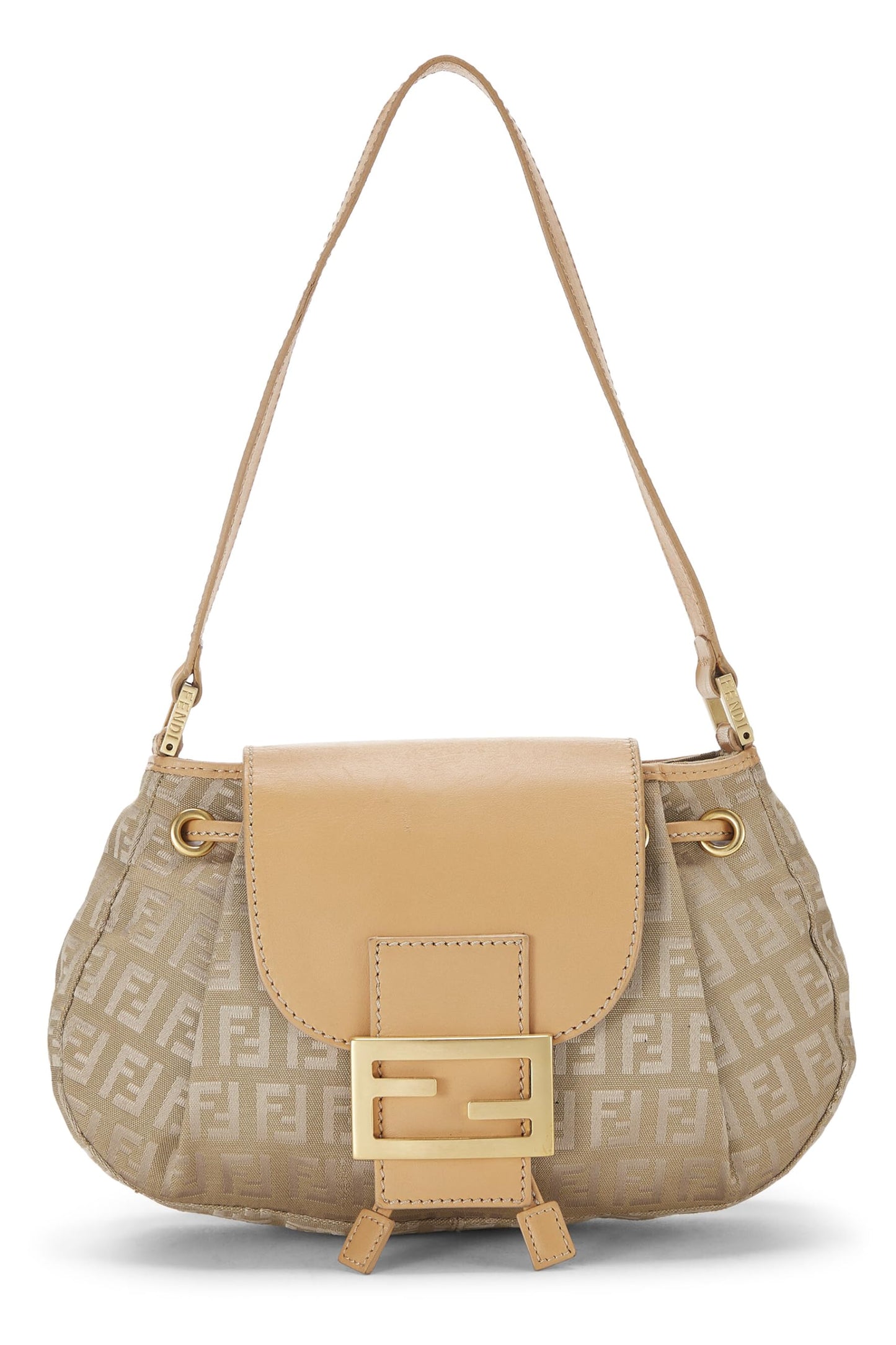 Fendi, Bolso de hombro tipo calabacín de nailon beige Pre-Loved, Beige