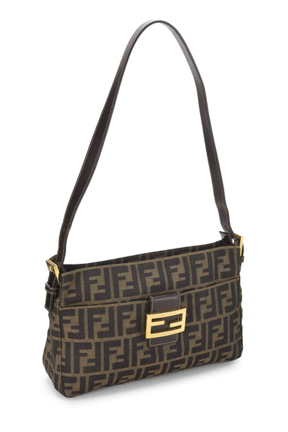 Fendi, sac à bandoulière en toile marron Zucca d'occasion, marron