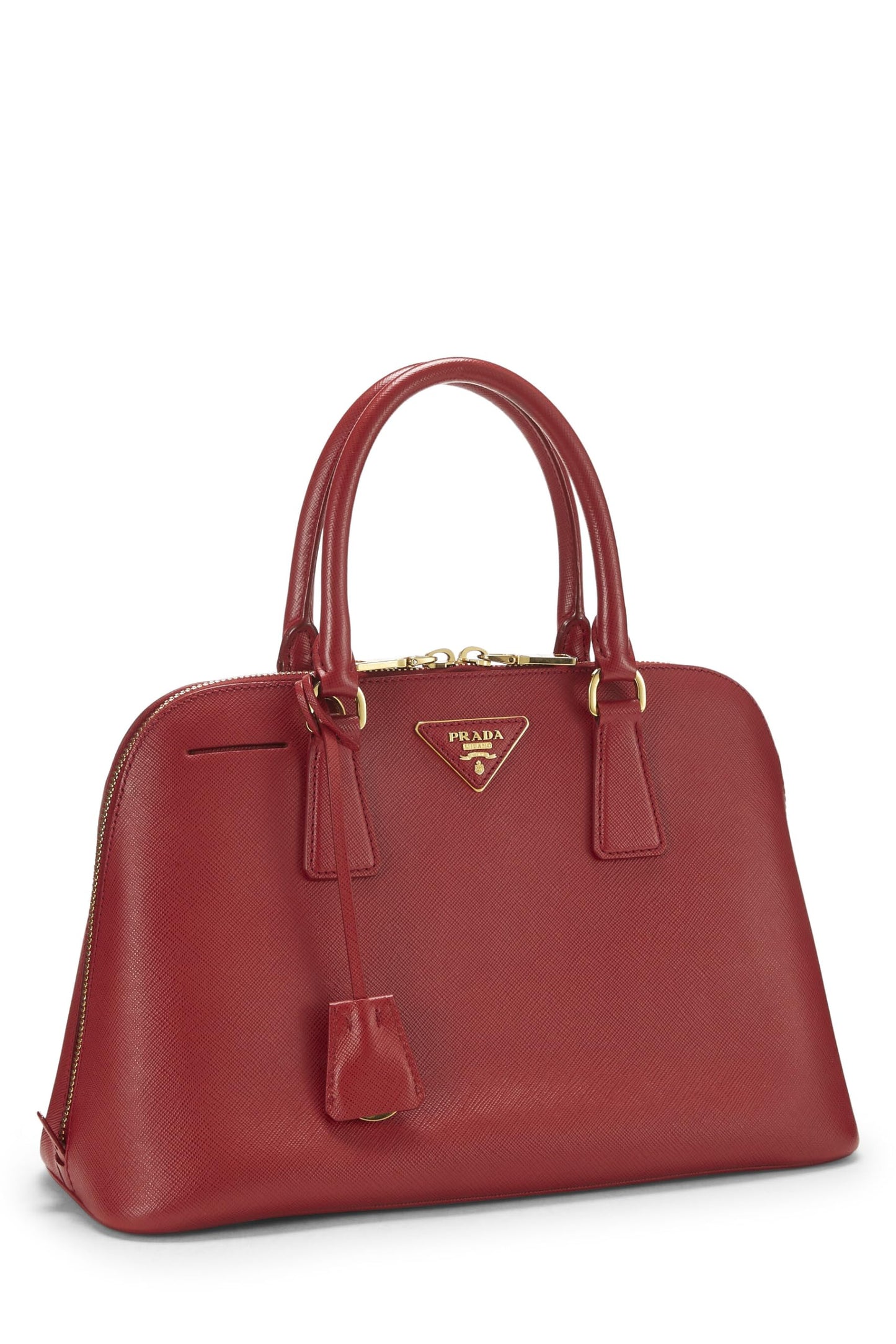 Prada, Pre-Loved Red Saffiano Promenade Pequeño, Rojo