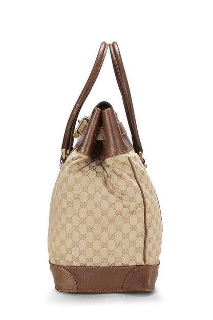 Gucci, Pre-Loved Brown Original GG Canvas Web Travel Tote, Brown