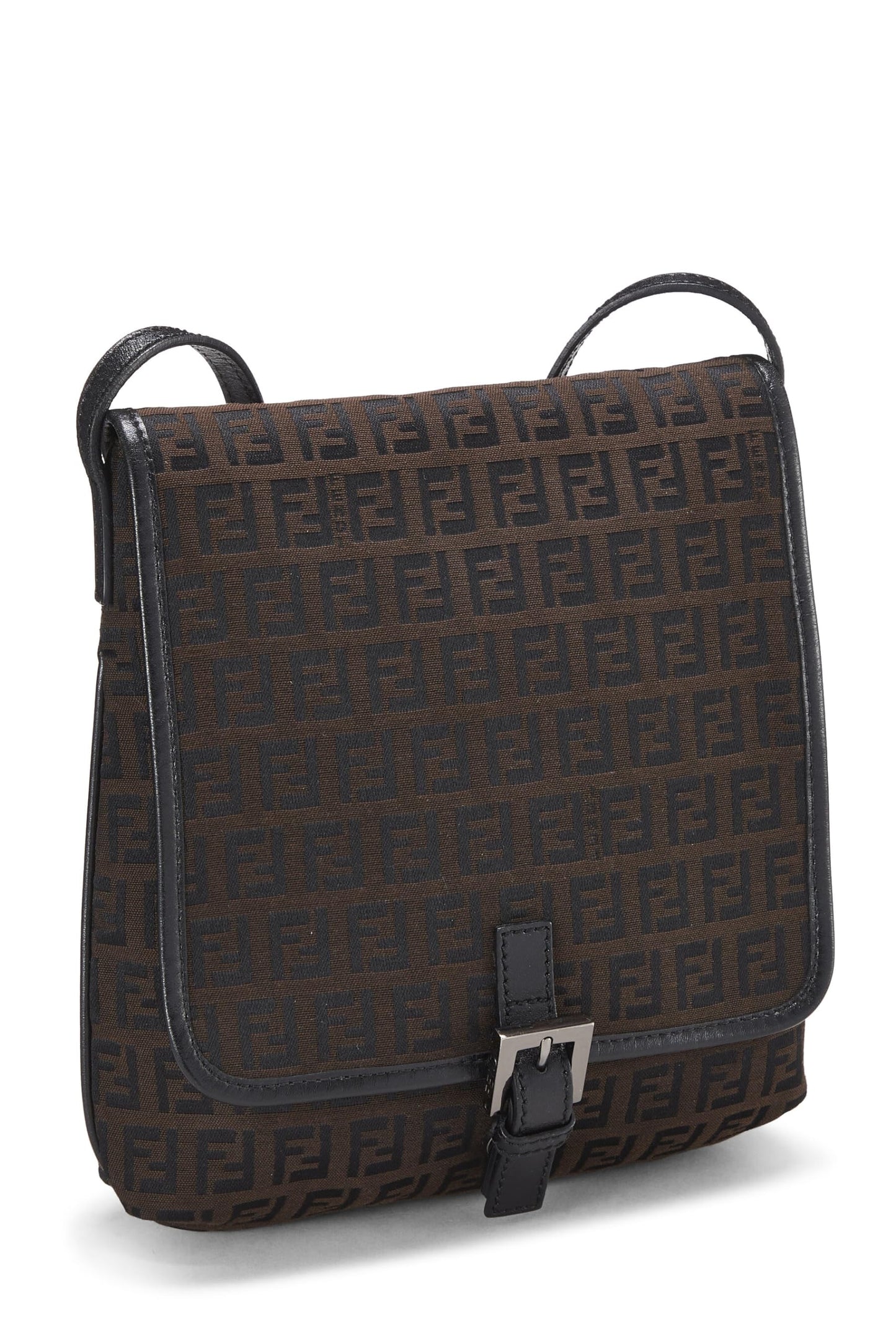 Fendi, sac à bandoulière en toile Zucchino marron d'occasion, petit modèle, marron