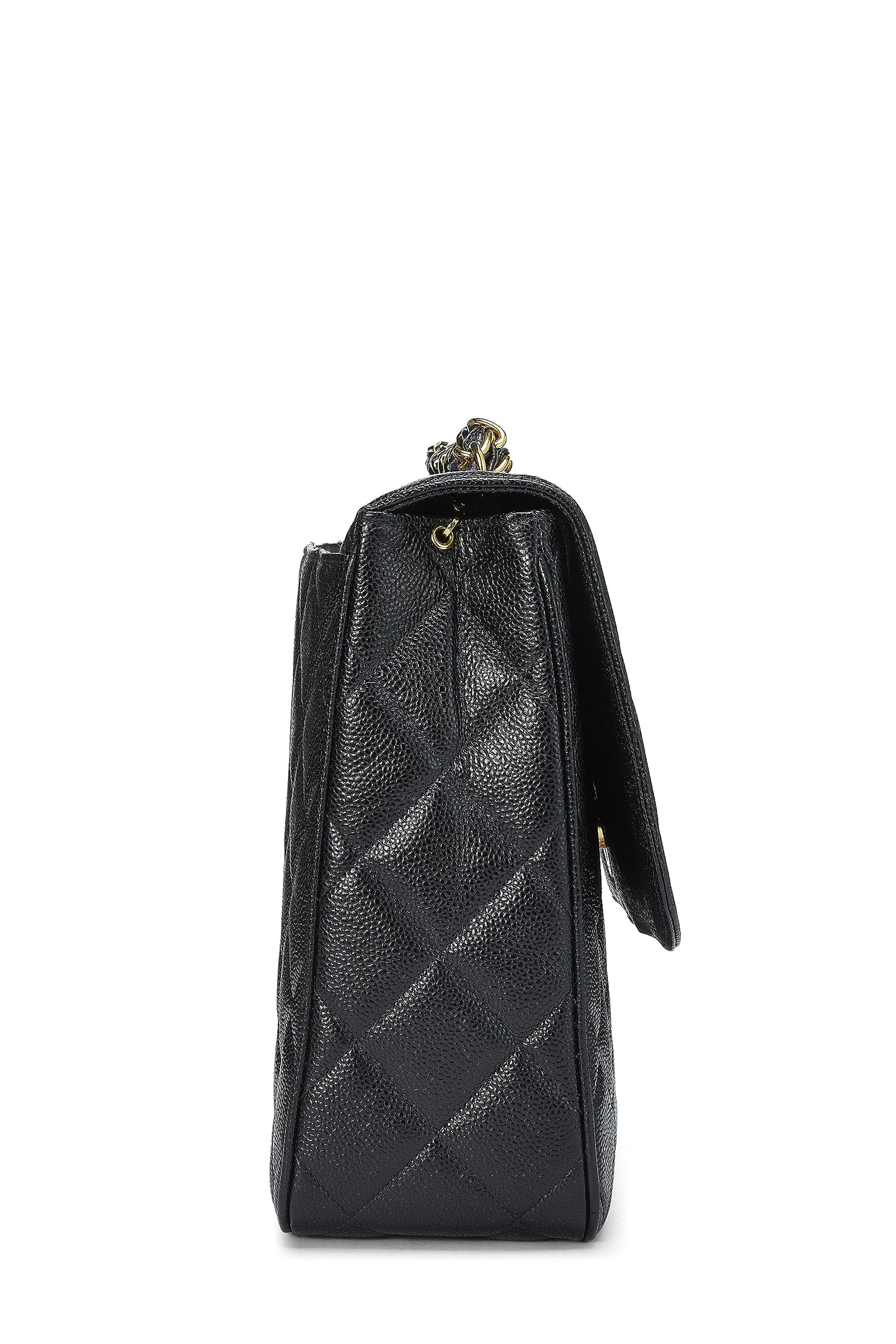 Chanel, sac à rabat carré Big CC Black Caviar d'occasion, grand modèle, noir