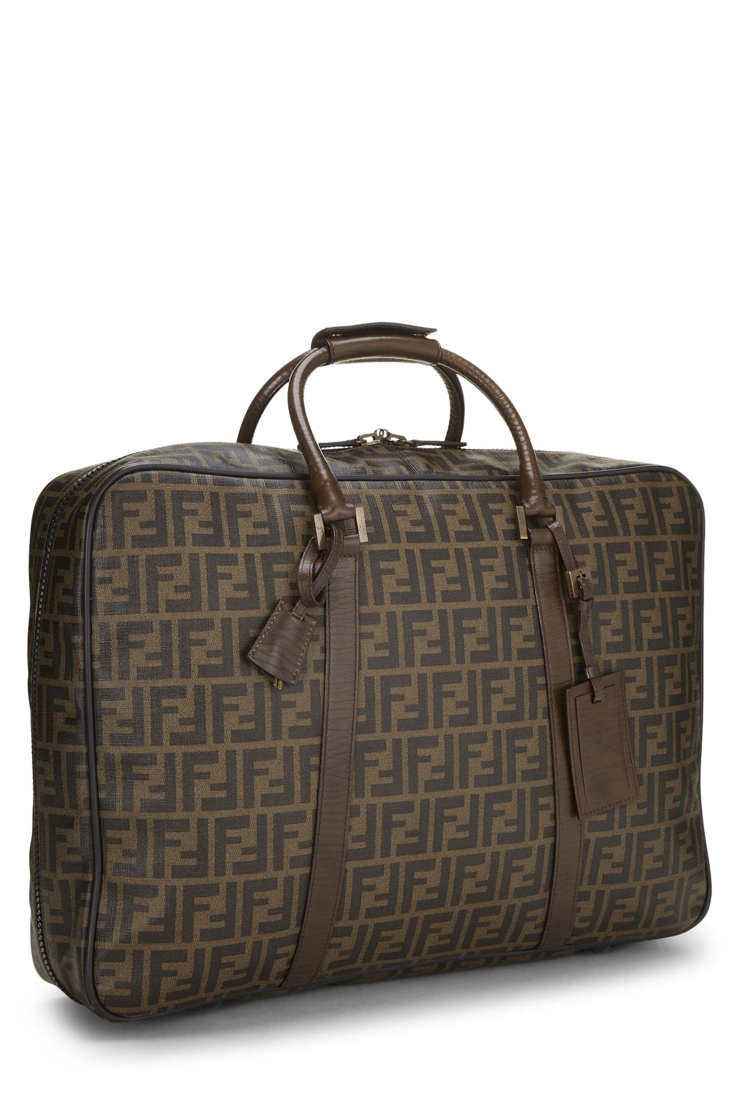 Fendi, sac week-end Zucca en toile enduite marron d'occasion, grand modèle, marron