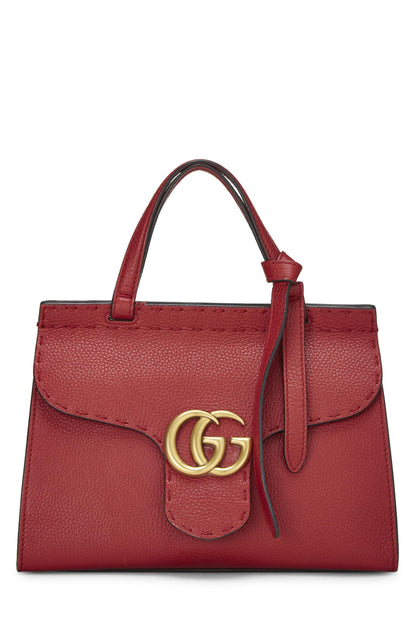 Gucci, Pre-Loved Red Leather GG Marmont Top Handle Bag Mini, Red