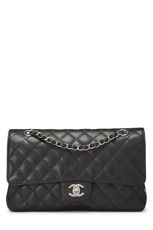 Chanel, Pre-Loved Black Quilted Caviar Classic Double Flap Medium, Black