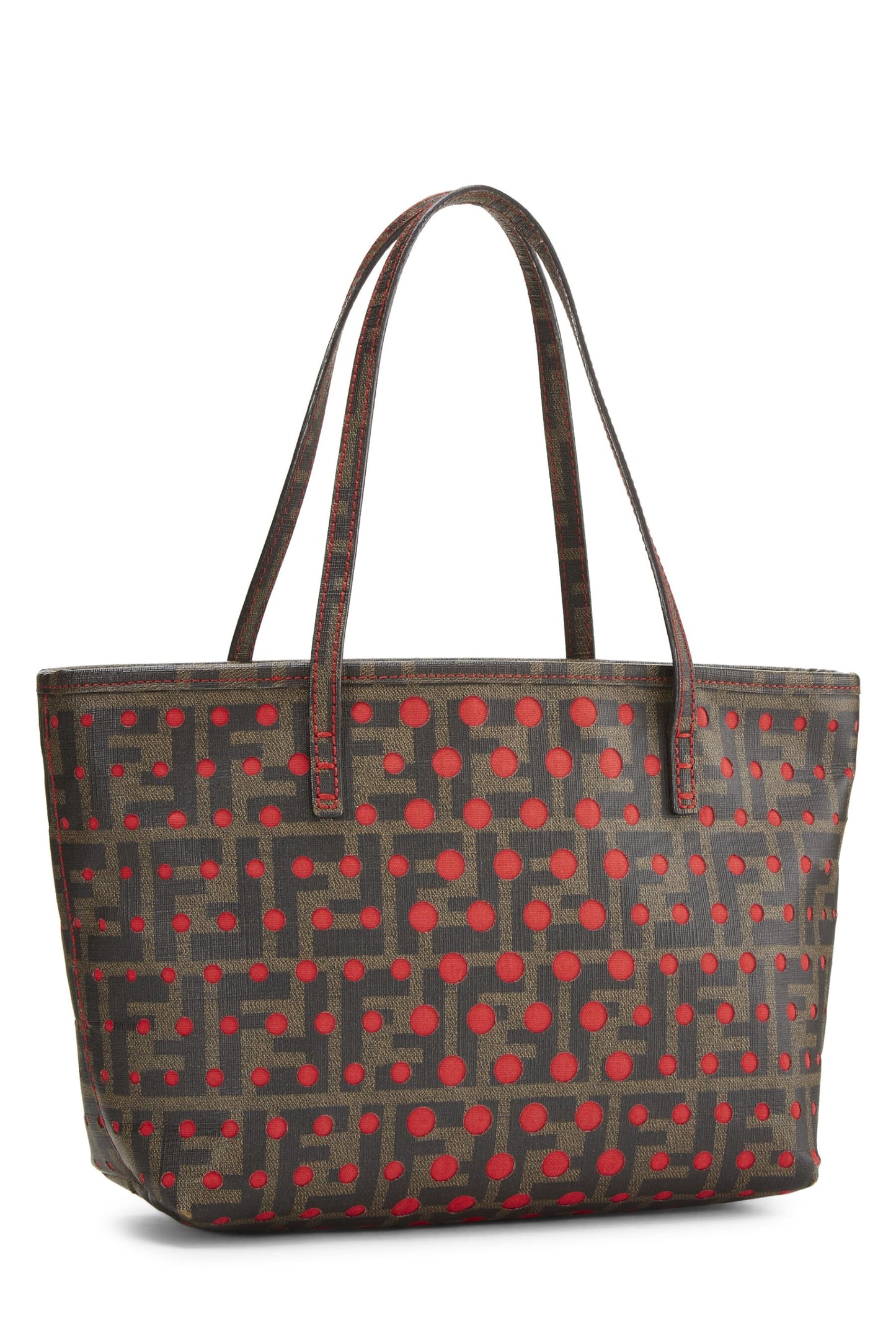 Fendi, Pre-Loved Red Zucca Coated Canvas Spalmati Roll Tote Mini, Red