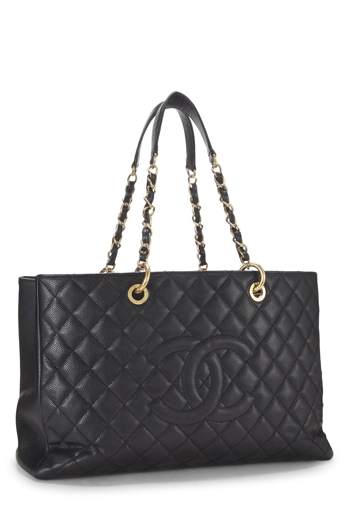 Chanel, Pre-Loved Black Quilted Caviar Grand Shopping Tote (GST), Black