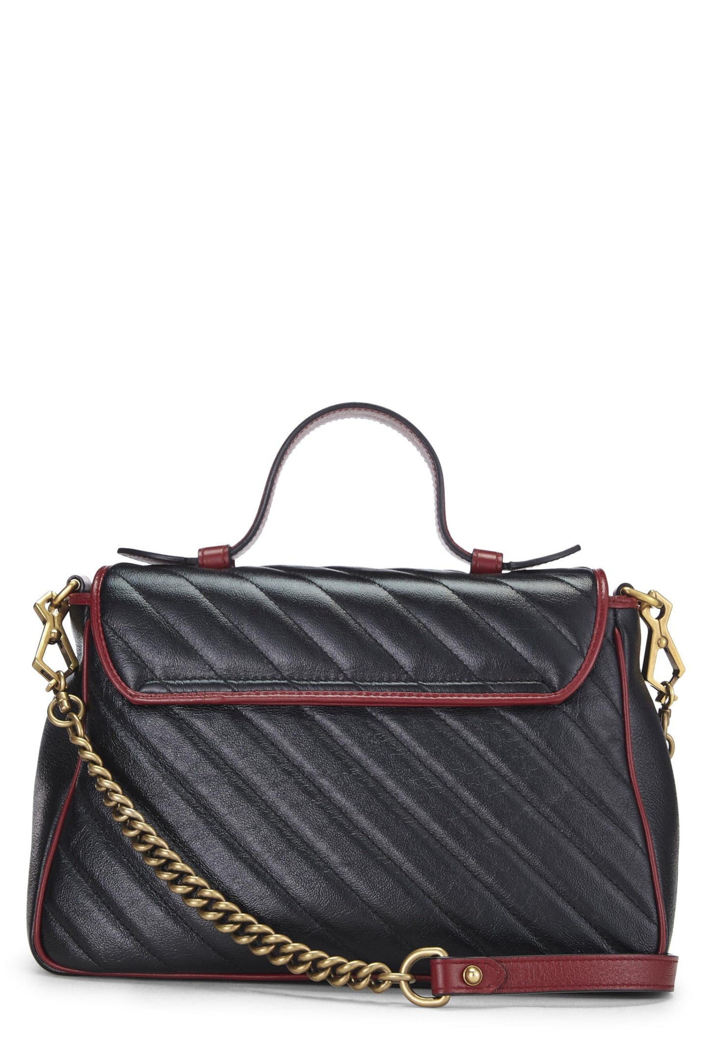 Gucci, sac à main GG Marmont en cuir noir d'occasion, multicolore