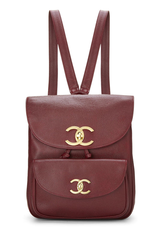 Chanel, Pre-Loved Burgundy Caviar Backpack Medium, Burgundy