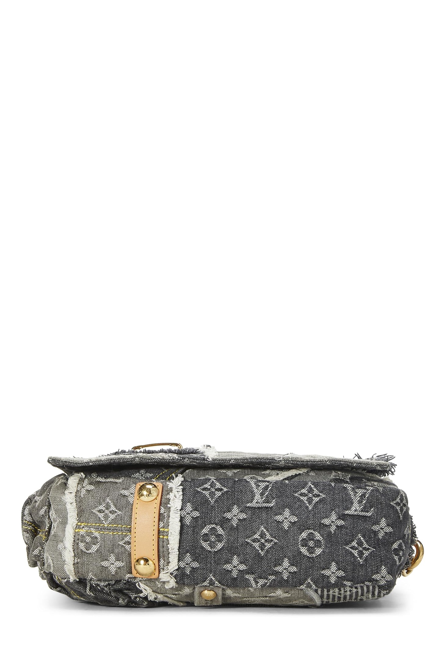 Louis Vuitton, Pre-Loved Black Monogram Denim Patchwork Posty, Black