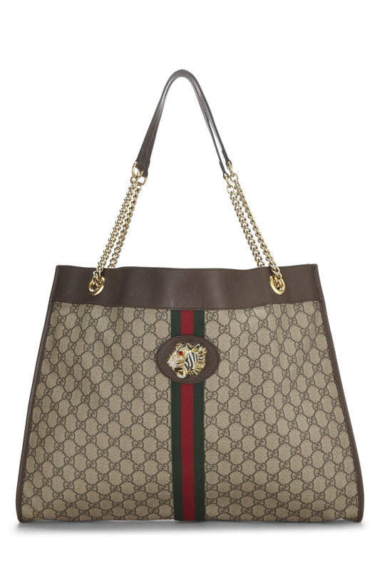 Gucci, sac fourre-tout Rajah en toile GG Supreme Original d'occasion, grand modèle, marron