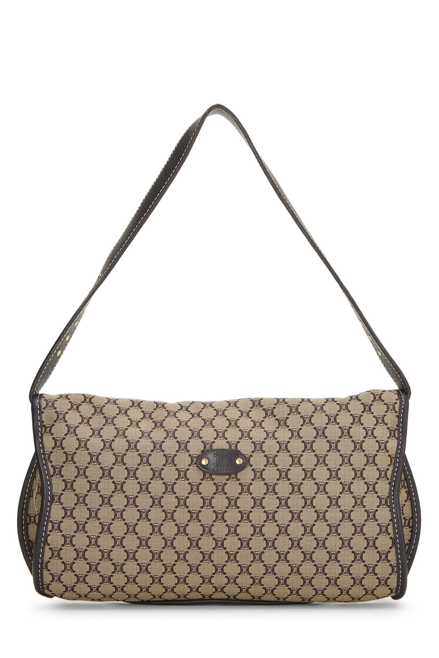 Bolso de hombro de lona marrón Macadam de Céline, usado, marrón