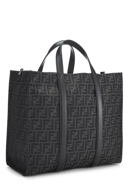 Fendi, sac fourre-tout en toile noire Zucca d'occasion, noir