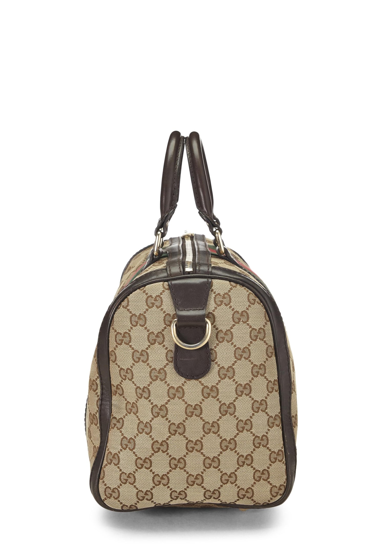 Gucci, Pre-Loved Original GG Canvas Web Boston Bag, Brown