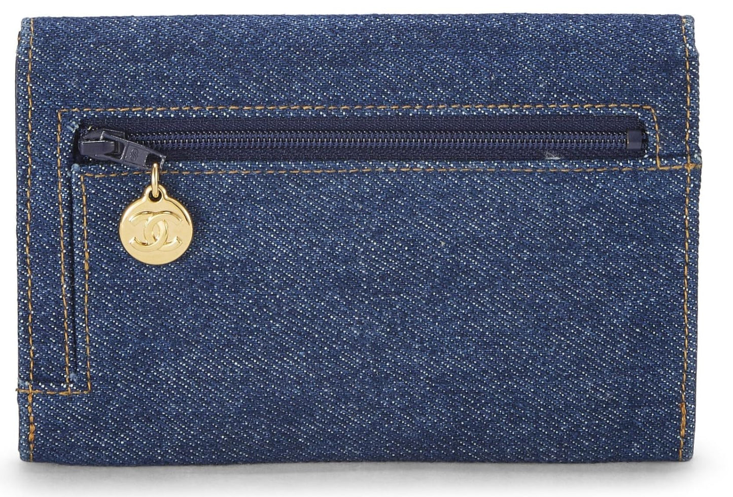 Chanel, portefeuille en denim bleu d'occasion, bleu