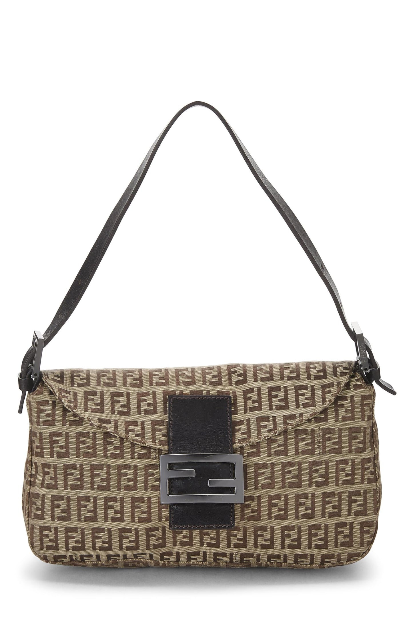 Fendi, Bolso de hombro de lona de calabacín marrón Pre-Loved, Marrón