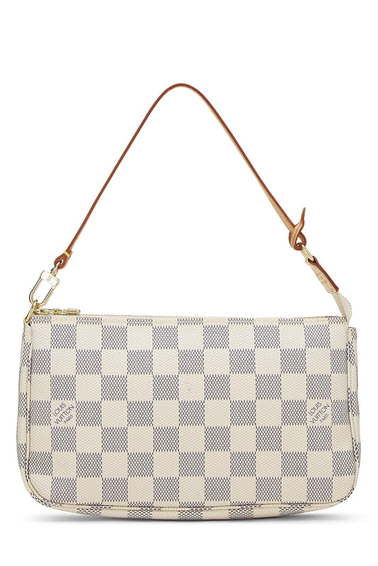 Louis Vuitton, accesorios Damier Azur Pochette usados, blanco