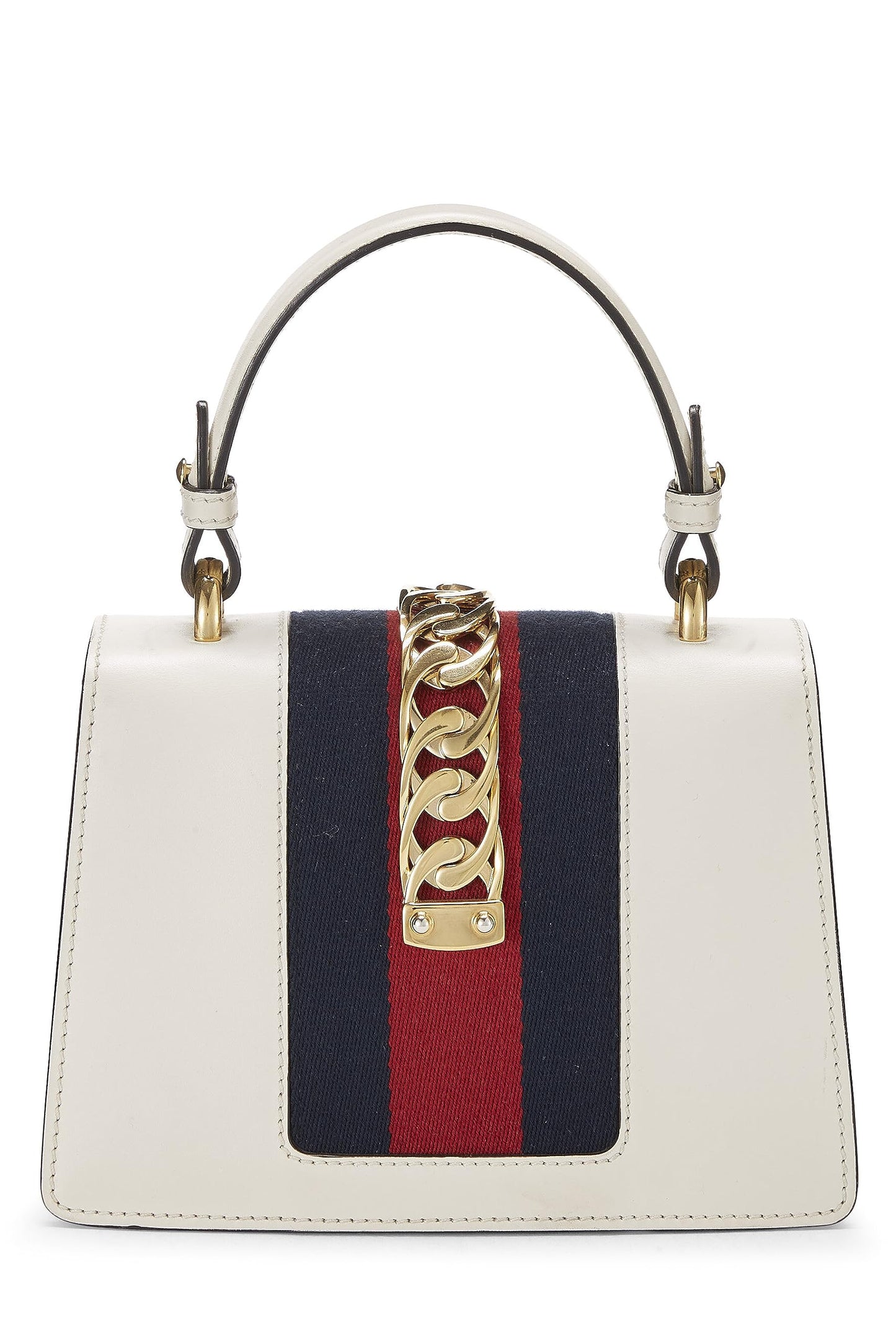 Gucci, Sylvie Mini en cuir blanc brodé d'occasion, blanc