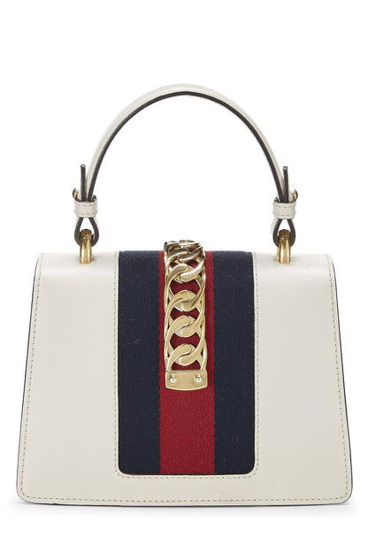 Gucci, Pre-Loved White Embroidered Leather Web Sylvie Mini, White