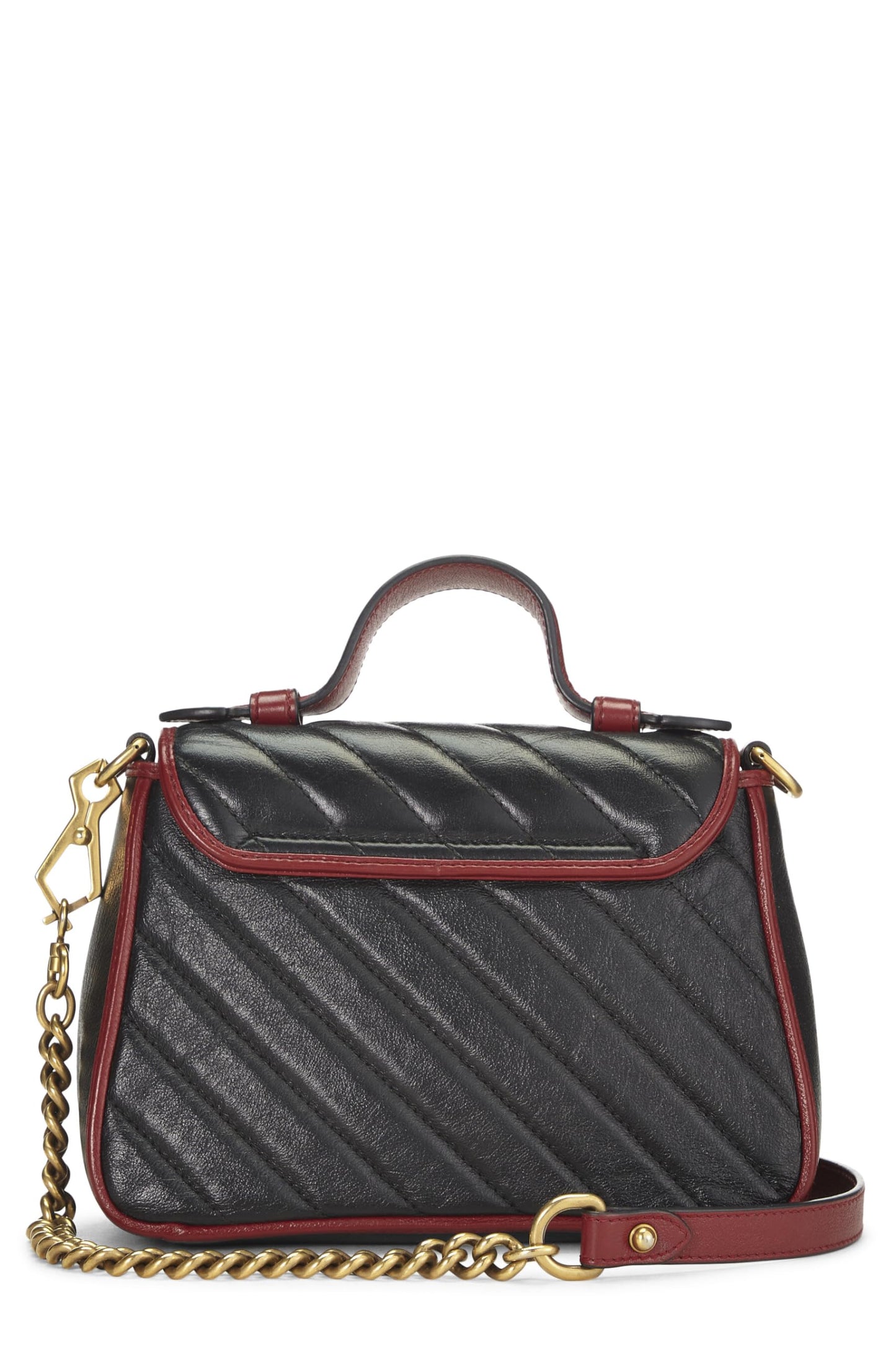 Gucci, Bolso mini con asa superior Torchon GG Marmont de cuero negro Pre-Loved, Multicolor