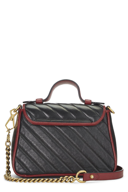 Gucci, Mini sac à main en cuir noir GG Marmont Torchon, d'occasion, multicolore