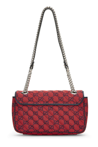 Gucci, sac à bandoulière Marmont en toile GG rouge d'occasion, petit modèle, rouge