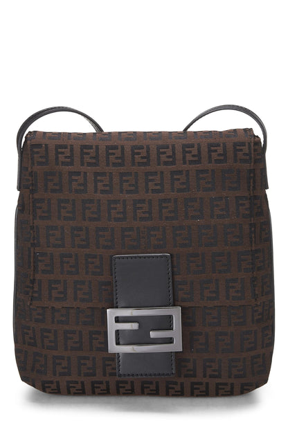 Fendi, sac messager tube en toile marron Zucchino Small d'occasion, marron