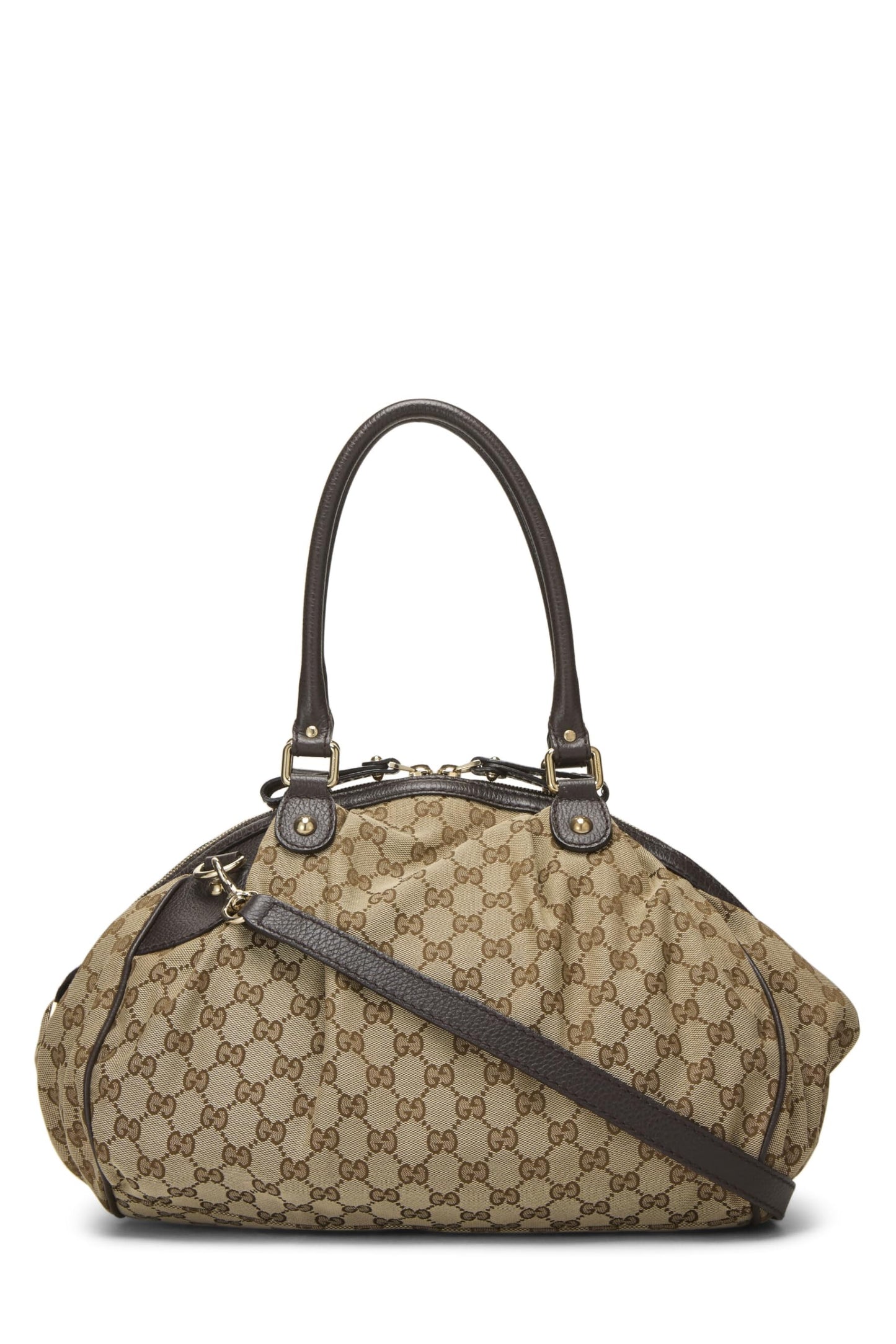 Gucci, sac à main convertible Sukey Boston en toile GG marron d'origine d'occasion, marron