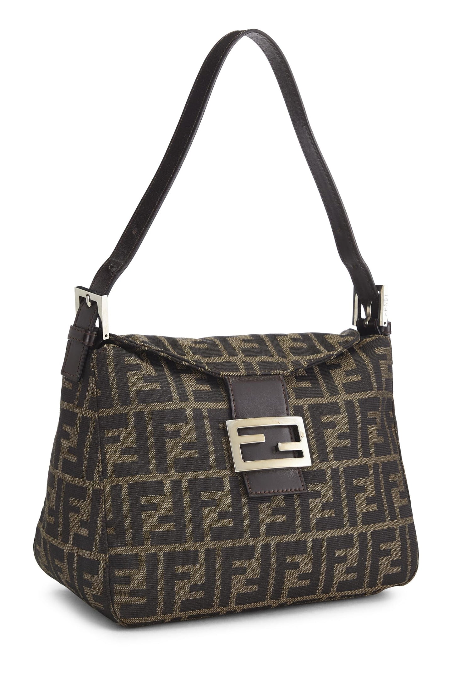 Fendi, Bolso de hombro de lona Zucca marrón Pre-Loved, Marrón