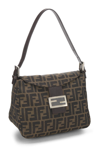 Fendi, Bolso de hombro de lona Zucca marrón Pre-Loved, Marrón