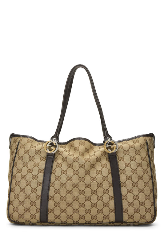 Gucci, sac fourre-tout Twins en toile GG noir d'occasion, marron