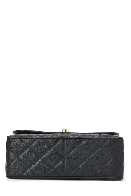 Chanel, Pre-Loved Black Caviar Big CC Solapa cuadrada grande, Negro