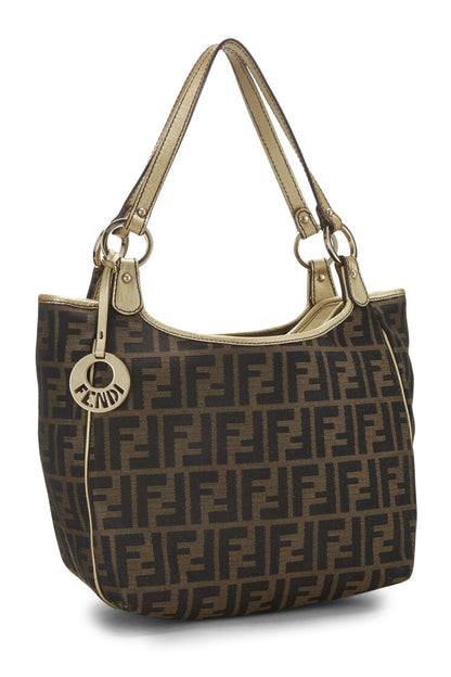 Fendi, Bolso de hombro de lona Zucca dorado Pre-Loved, Dorado