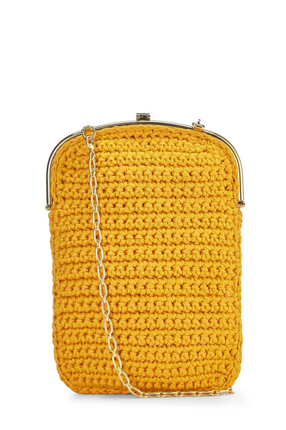 Fendi, Pre-Loved Orange Woven Phone Bag, Orange