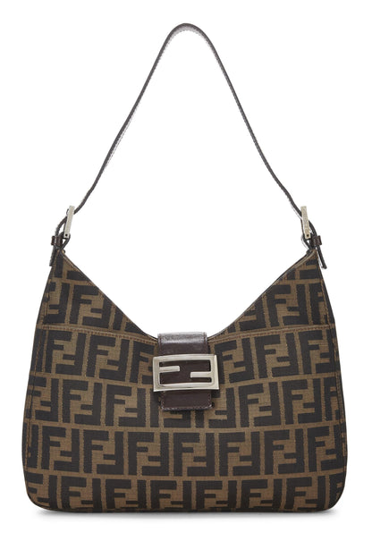 Fendi, Bolso de hombro de lona Zucca marrón Pre-Loved, Marrón