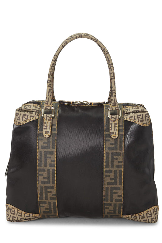 Fendi, grand sac fourre-tout en nylon noir Zucca d'occasion, noir