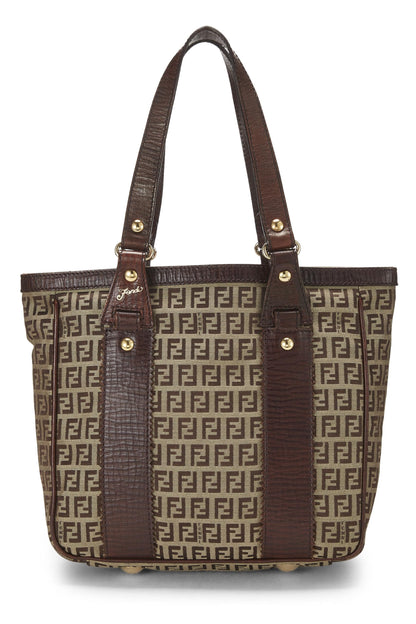 Fendi, sac fourre-tout en toile marron Zucchino, petit modèle, d'occasion, marron