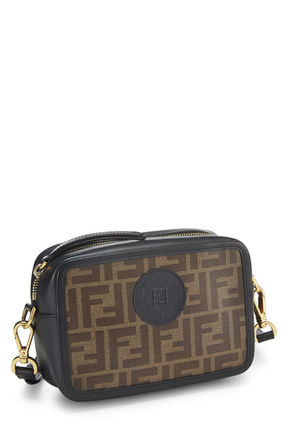 FENDI, Mini sac photo en toile enduite Zucca noire d'occasion, marron