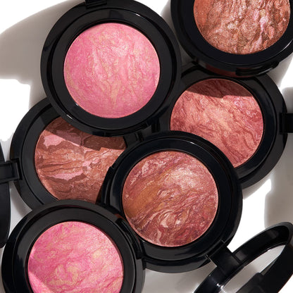 Coffret Blush marbré Baked Blush-n-Brighten de LAURA GELLER NEW YORK - Starfish Island et pinceau à blush biseauté