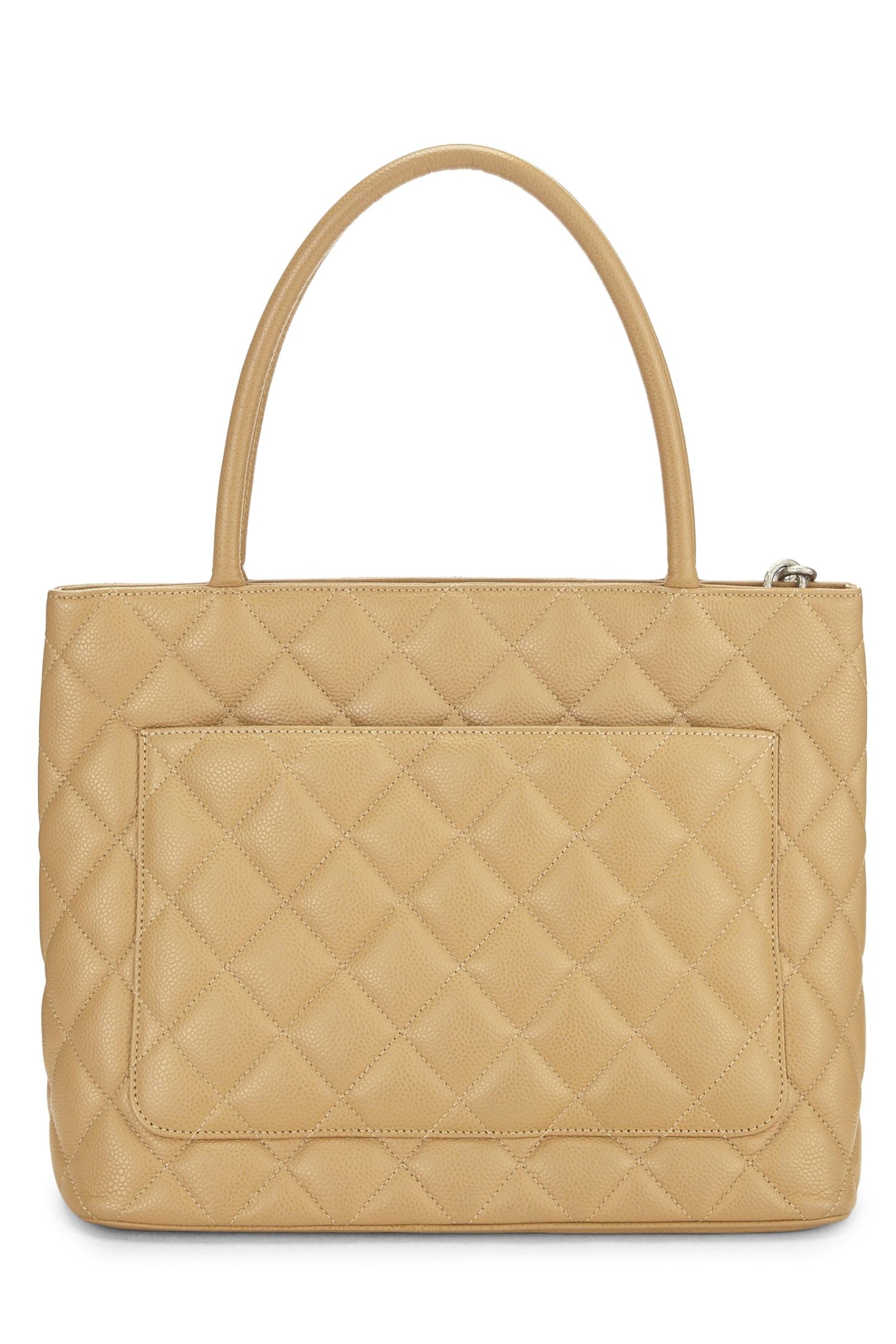 Chanel, Pre-Loved Beige Quilted Caviar Medallion Tote, Beige