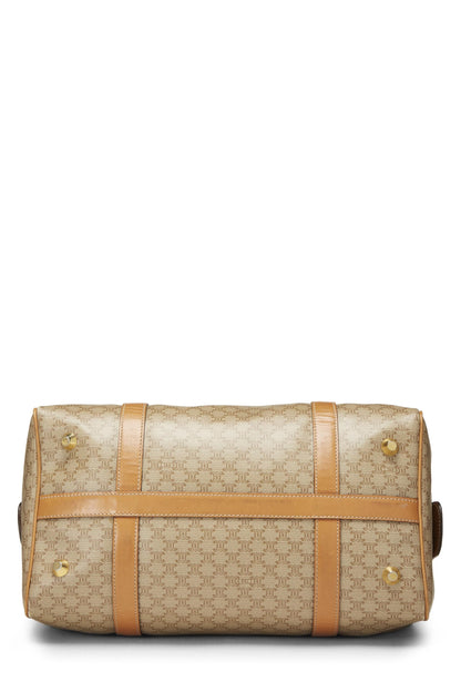 Céline, bolso de mano de lona revestida en color beige y macadán, usado, beige