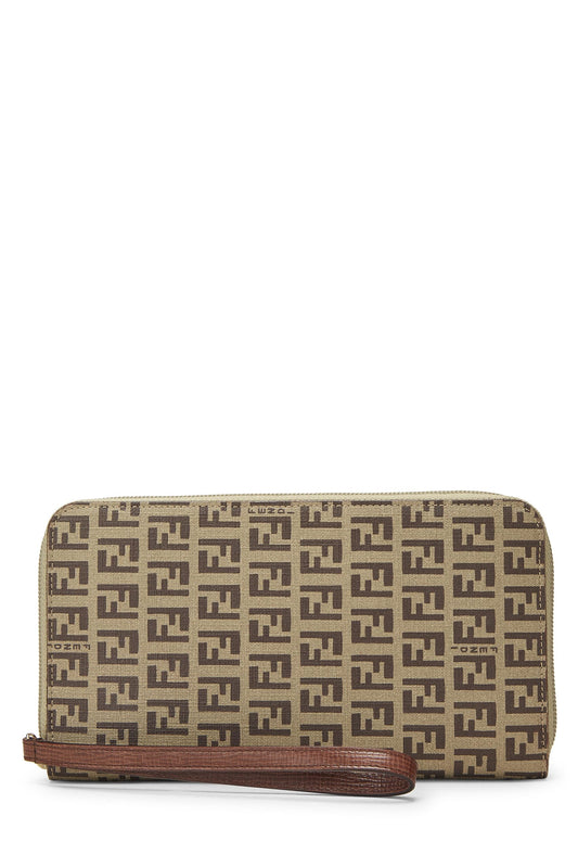 Fendi, Pre-Loved Brown Zucchino Coated Canvas Zip Around Wallet, Brown