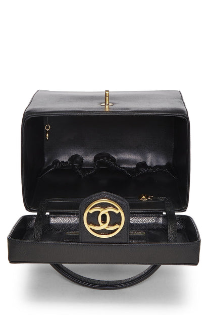 Chanel, Pre-Loved Black Caviar Circle 'CC' Vanity Large, Black