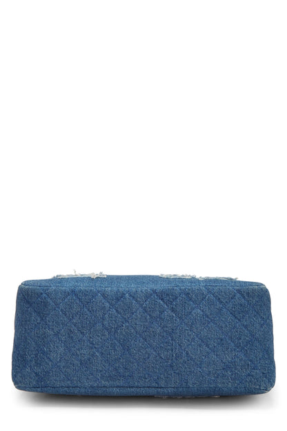 Chanel, sac cabas Hiéroglyphe Paris-Egypte en denim bleu et peau de mouton d'occasion, bleu