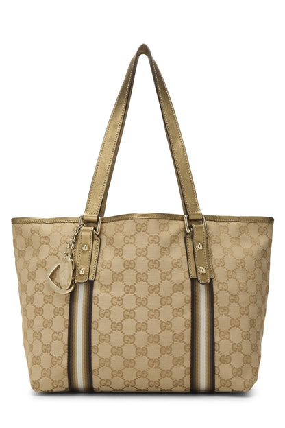 Gucci, Bolso tote Jolicoeur grande de lona GG original dorado Pre-Loved, Dorado